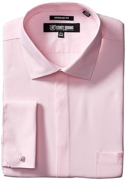 39000 Solid Dress Shirt (Pink) Men's Clothing