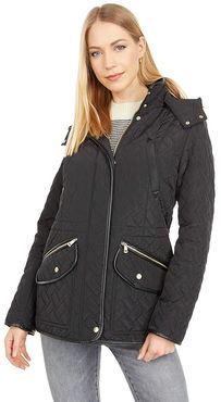 28 Signature Quilted Jacked with Removable Hood (Black) Women's Clothing
