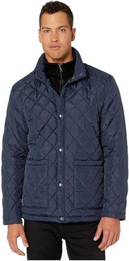 Diamond Quilted Jacket w/ Knit Bib (Navy) Men's Coat