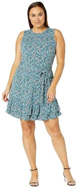 Plus Size Arabesque Ruffle Dress (Spa Blue) Women's Dress