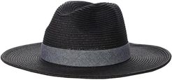 UBM4457 Panama Fedora Hat with Chambray Band (Black) Fedora Hats