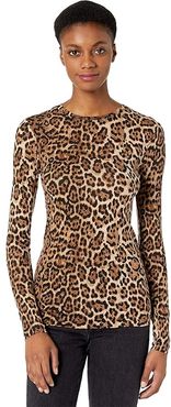 Long Sleeve Printed Knit Top (Antique Bronze) Women's Clothing
