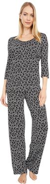 Snoozy Cat Rayon PJ Set (Black) Women's Pajama Sets