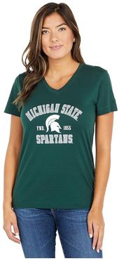 Michigan State Spartans University 2.0 V-Neck T-Shirt (Dark Green) Women's Clothing