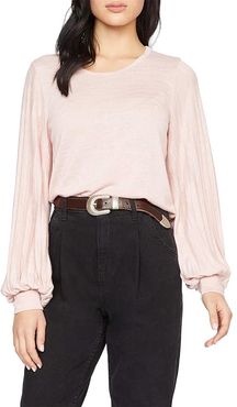 All Out Pleated Sleeve Tee (Midnite Rose) Women's Clothing