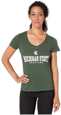 Michigan State Spartans University V-Neck Tee (Dark Green 4) Women's T Shirt
