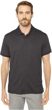 Classic Fit Ribbed Collar Knit Polo (Black) Men's Clothing