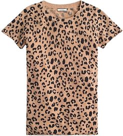 Leopard Printed Short Sleeve Tee in Cashmere (Heather Camel Mod Leopard) Women's Clothing