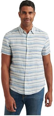 Short Sleeve San Gabriel One-Pocket Shirt (Blue/White Stripe) Men's Clothing