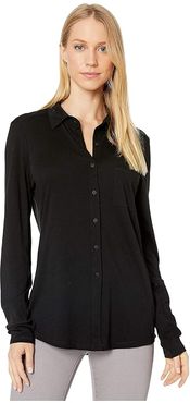 Ultra Jersey Harley Long Sleeve Knit Shirting (Black) Women's Clothing