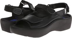 Jewel (Black Smooth Leather) Women's Hook and Loop Shoes
