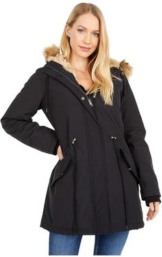 Arctic Cloth Parka with Hood (Black/Black) Women's Coat