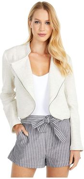 Knit Rib Jacket with Zip Details (Oatmeal) Women's Clothing