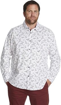 Big Tall Wesley Stretch Floral Shirt (White) Men's Clothing