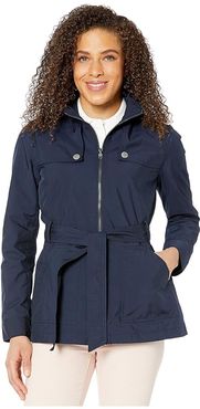 Belted Jacket With Magnetic Zipper (Masters Navy) Women's Clothing