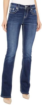 Mid-Rise Western Motif Bootcut in Dark Blue (Dark Blue) Women's Jeans