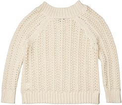Pointelle Wide Neck Beach Sweater (Natural) Women's Clothing