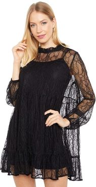 Monaco Babydoll Lace Dress (Black) Women's Dress