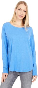 Slub Jersey Long Sleeve Raglan Tee (Cobalt) Women's Clothing