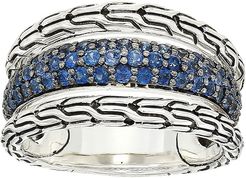 Classic Chain Ring with Blue Sapphire (Silver) Ring