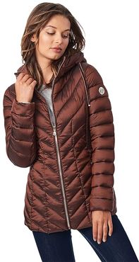 EcoPlume Hooded Packable Jacket in Lust (Espresso) Women's Coat