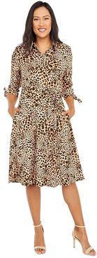 Animal Print Shirtdress (Camel Multi) Women's Dress