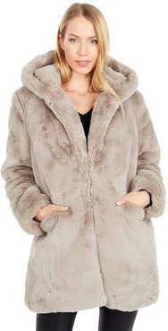 Maria Hooded Faux Fur Coat (Taupe) Women's Jacket
