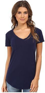 V-Pocket Tee - Tissue Jersey (Midnight) Women's Short Sleeve Pullover