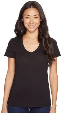 Supreme Jersey Fitted S/S V-Neck (Black) Women's T Shirt