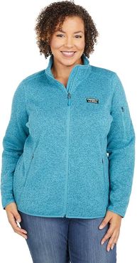 Plus Size Sweater Fleece Full Zip Jacket (Evening Blue) Women's Clothing