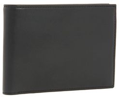 Nappa Vitello Collection - Credit Wallet w/ ID Passcase (Black Leather) Bi-fold Wallet