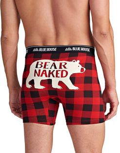 Buffalo Plaid Bear Naked Boxer Brief (Red) Men's Underwear
