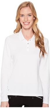 Performance Long Sleeve Polo (White) Women's Long Sleeve Pullover
