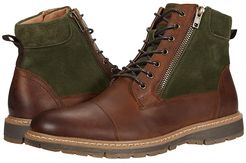 Griffyth Cap Toe Boot (Brown Crazyhorse/Olive) Men's Shoes