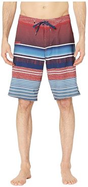 21 Everyday Stripe Vee 2.0 Boardshorts Swim Trunks (Brick Red) Men's Swimwear