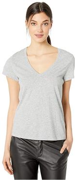 Kate Short Sleeve Modal Jersey V-Neck Tee (Heather Grey) Women's T Shirt
