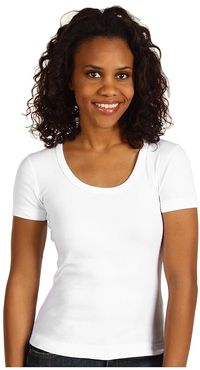 Lightweight S/S Scoop Neck (White) Women's T Shirt