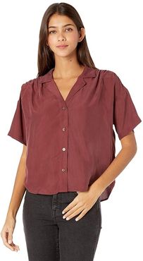 Silk Camp Shirt (Rich Burgundy) Women's Clothing