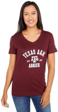 Texas AM Aggies University 2.0 V-Neck T-Shirt (Maroon) Women's Clothing