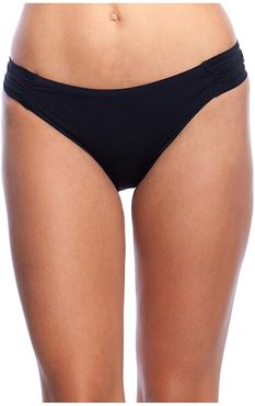 Getaway Solids Shirred Side Hipster Bottoms (Black) Women's Swimwear