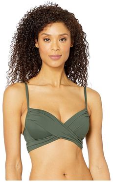 Island Goddess Wrap Underwire Push Up Top (Olive) Women's Swimwear