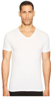 Stretch Cotton V-Neck Tee (White) Men's Underwear