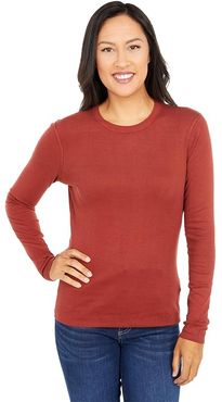 100% Cotton Heritage Knit Long Sleeve Crewneck (Fired Brick) Women's Clothing