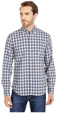 Slim Organic Stretch Wash Woven Shirt in Heather Hudson Gingham (Heather Hudson Gingham Grey/Blue) Men's Clothing