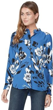 Ruffle Neck Blouse (Creekside Blossoms) Women's Clothing