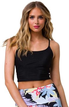 Belle Crop Top (Black Rib) Women's Clothing