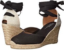 Tall Wedge Linen (Black) Women's Wedge Shoes