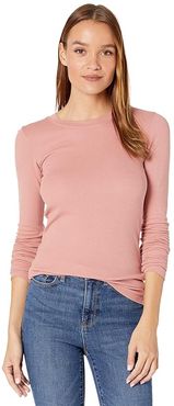 Long Sleeve Crewneck Thermal Top (Ash Rose) Women's Long Sleeve Pullover