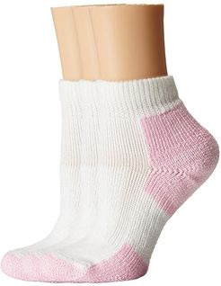 Thick Cushion Distance Walking 3-Pair Pack (White/Pink) Women's Quarter Length Socks Shoes