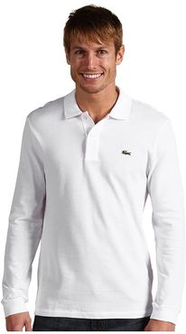 Long Sleeve Classic Pique Polo Shirt (White) Men's Long Sleeve Pullover
